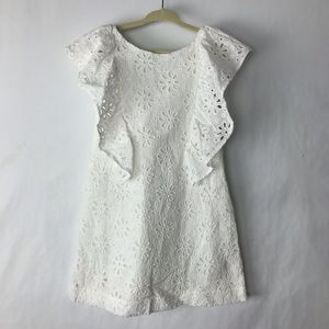Zara eyelet ruffled dress white 7